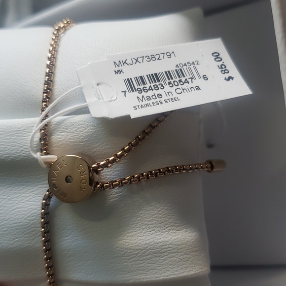 Michael Kors stainless steel bracelet rose gold locket rhinestones crystal - Picture 7 of 7